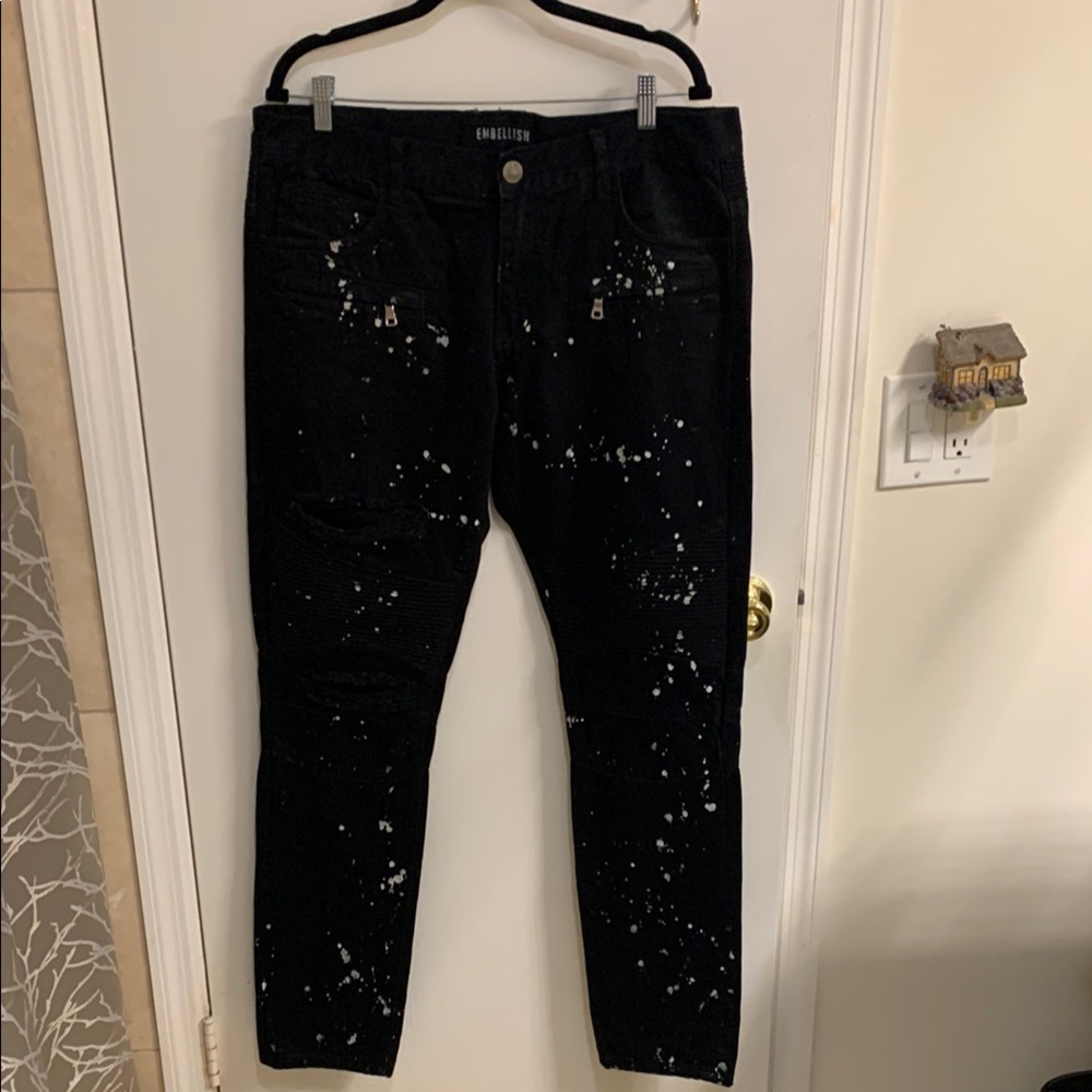 Embellish Black Splatter Men's Pants in Sz 36